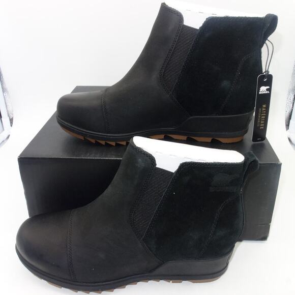 NEW SOREL Evie Pull On Black Brown Ankle Boots Booties Women's Size 8.5 - Picture 3 of 7